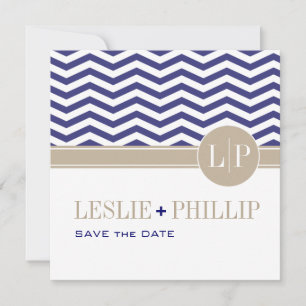 Reserve A Data Monograma Chic Chevron Save the Date   azul-marinh