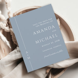 Reserve A Data Monograma Clássico Azul Simples Salva a Data