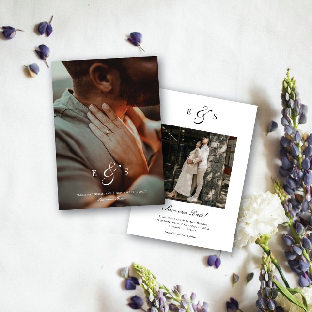 Reserve A Data Monograma Clássico de Letra de Forma Elegante Foto (Criador carregado)