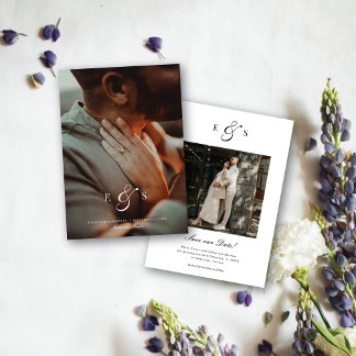 Reserve A Data Monograma Clássico de Letra Elegante Foto de Dois