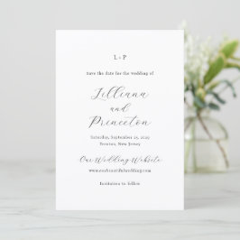 Reserve A Data Monograma Clássico Preto e Branco Casamento Elegan