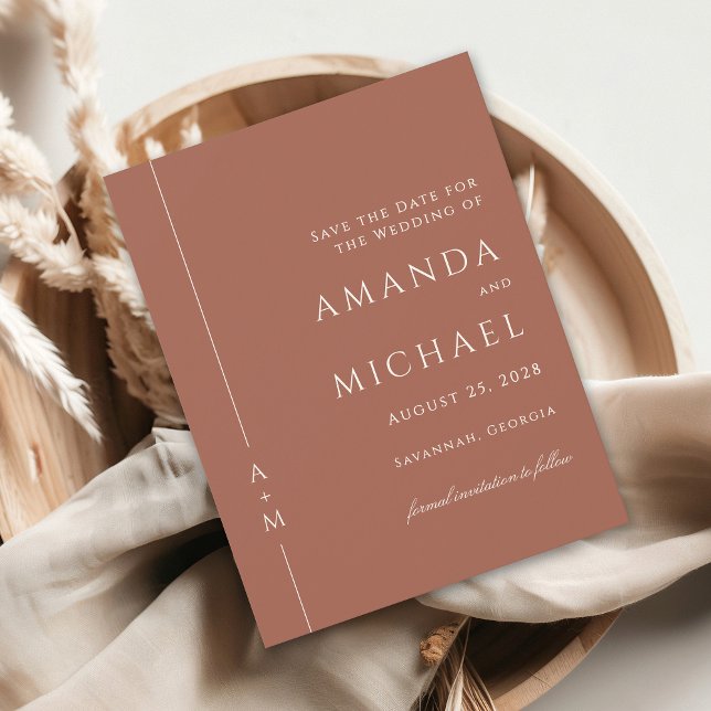 Reserve A Data Monograma Clássico Simples em Terracota para Salva (Criador carregado)