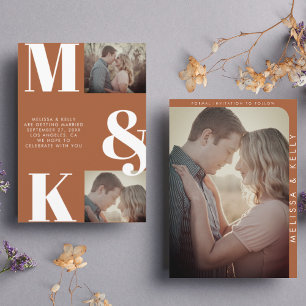 Reserve A Data Monograma de Casamento de Foto Minimalista Moderno