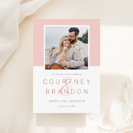 Reserve A Data Monograma de casamento em rosa cor de blush modern