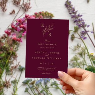 Reserve A Data Monograma de Casamento Floral Minimalista Salvar D