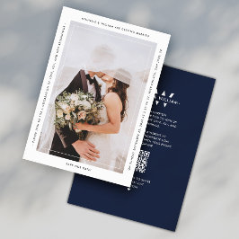 Reserve A Data Monograma de Casamento Minimalista Azul Marinho Mo