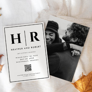 Reserve A Data Monograma de Casamento Simples Clássico Código QR 