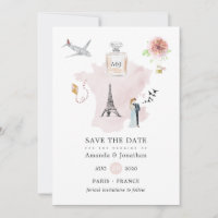 Monograma de casamento temático Paris aquarela