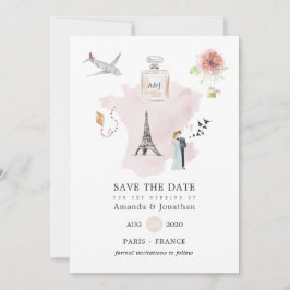 Reserve A Data Monograma de casamento temático Paris aquarela