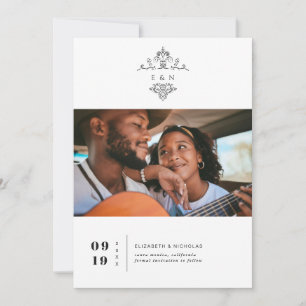 Reserve A Data Monograma de Vintage Data de salvamento da foto