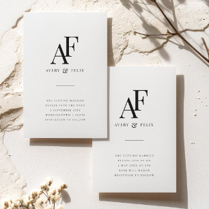 Reserve A Data Monograma Elegante Simples Minimalista