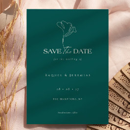 Reserve A Data Monograma Floral Elegante Casamento Esmeralda