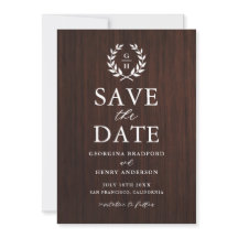 Monograma Laurel Wreath Rustic Wood Salvar Data