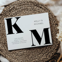 Monograma Negro Negrito Iniciais Casamento Moderno