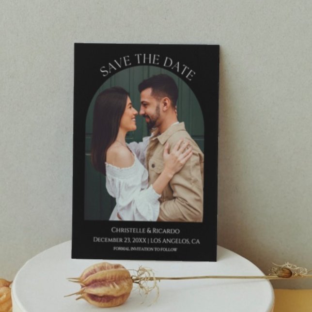 Reserve A Data Monograma preto moderno de Casamento Salvar a Data (Criador carregado)