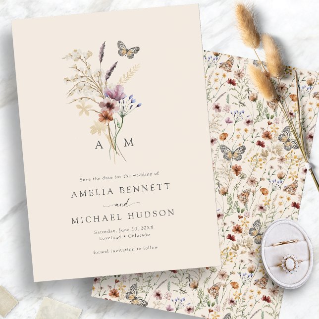 Reserve A Data Monograma Simples Boho (Simple Boho Monogrammed Save The Date
)