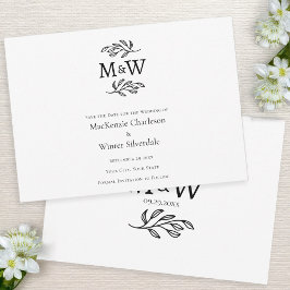 Reserve A Data Monograma Simples de Casal de Casamento Mínimo