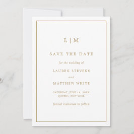 Reserve A Data Monograma Simples de Ouro Antigo Casamento Elegant