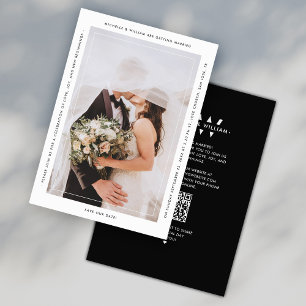 Reserve A Data Monograma Simples Preto Branco Casamento Moderno Q