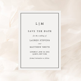 Reserve A Data Monograma Simples Preto e Branco Casamento Elegant