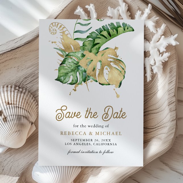 Reserve A Data Monstera Palma Tropical Foto Casamento (Criador carregado)