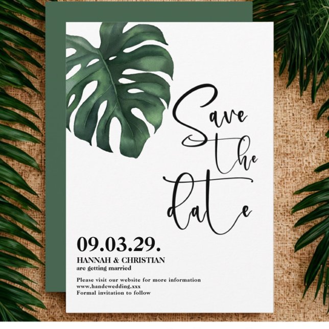 Reserve A Data Monstera Tropical Palm Leaf Guarde a data (Criador carregado)
