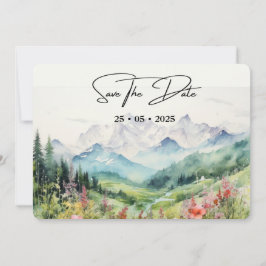 Reserve A Data Montanha Floral Simples Horizontal