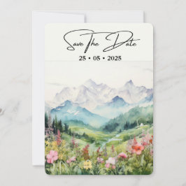 Reserve A Data Montanha Floral Simples Horizontal