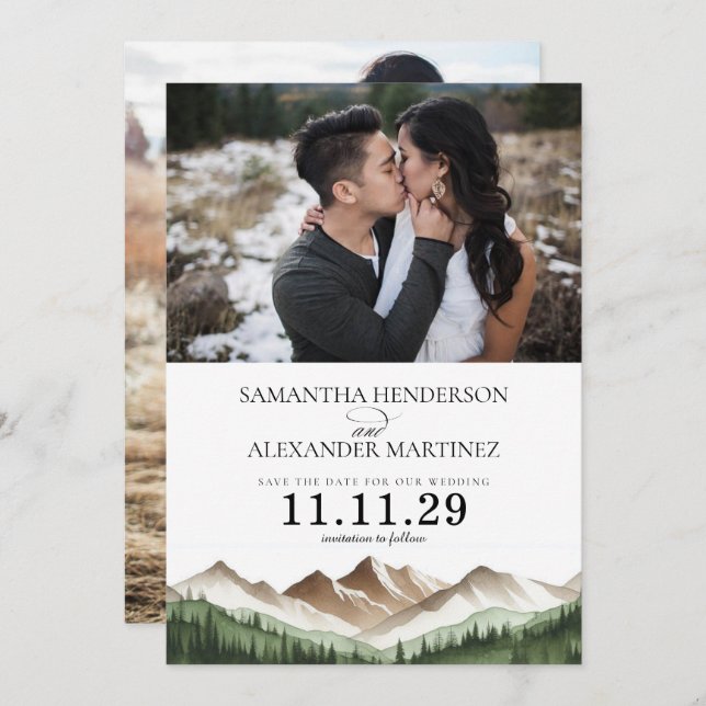 Reserve A Data Montanha Mínima (Frente/Verso)