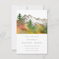 Montanhas de Aquarela de Outono Pinheiros Salve a