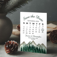 Montanhas de Aquarela e Calendário de Casamento de