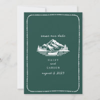 Montanhas Line Art Canoe Emerald Wedes