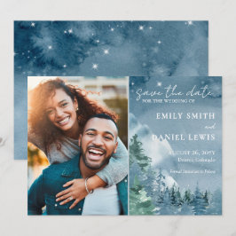 Reserve A Data Montanhas russas Aquarela Escuro Azul Escuro