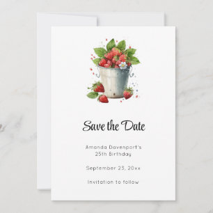 Reserve A Data Morangos em um Balde