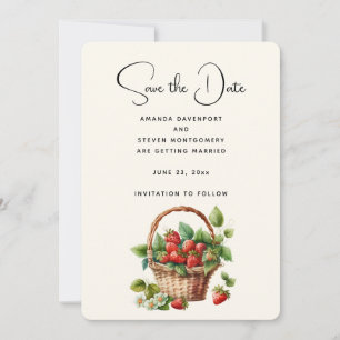 Reserve A Data Morangos frescos em uma cesta de Wicker