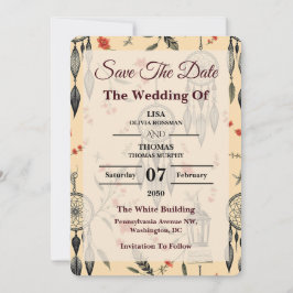 Reserve A Data Motivo de Casamento de Flor Silvestre Pena Boho Et