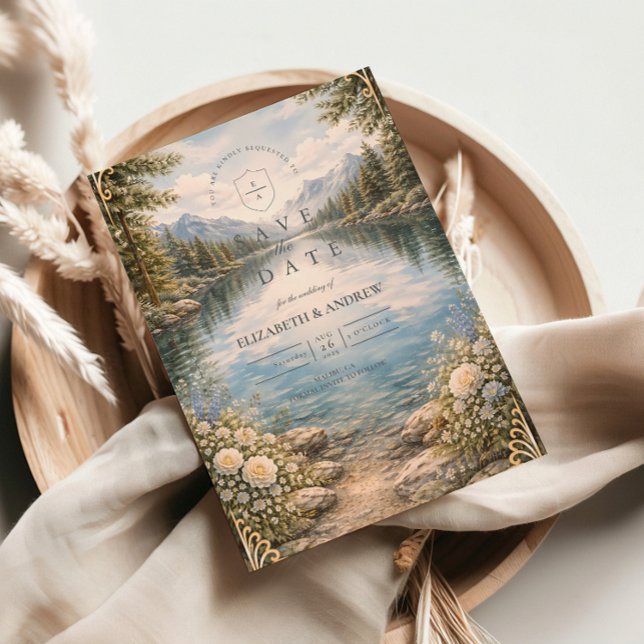 Reserve A Data Mountain Lake Forest Wildflower Wedding (Criador carregado)