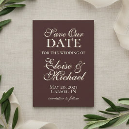 Reserve A Data Mousse Marrom Moderno Foto Vertical Save the Date