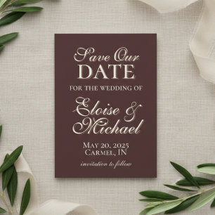Reserve A Data Mousse Marrom Moderno Foto Vertical Save the Date