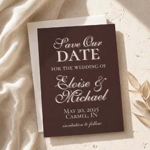 Reserve A Data Mousse Marrom Moderno Foto Vertical Save the Date