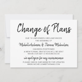 Reserve A Data Mudança de Planos Casamento Simples Preto e Branco