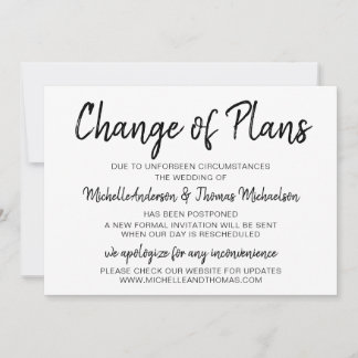 Reserve A Data Mudança de Planos Casamento Simples Preto e Branco