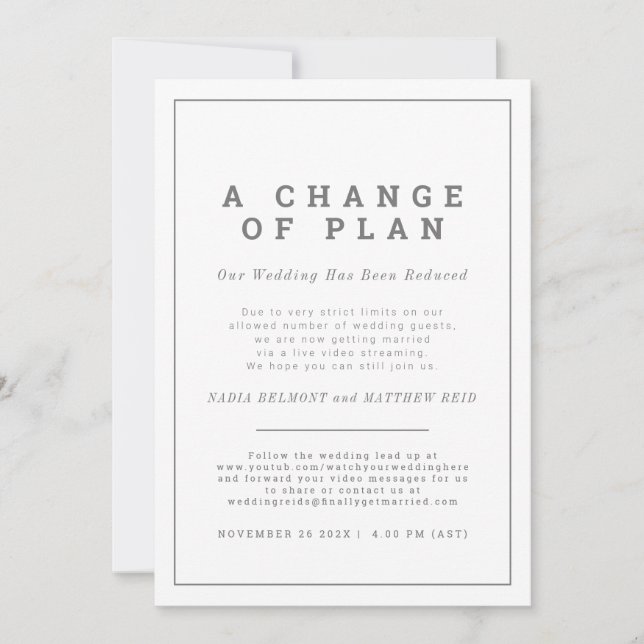 Reserve A Data Mudança de planos de casamento: não convidar mais  (Frente)