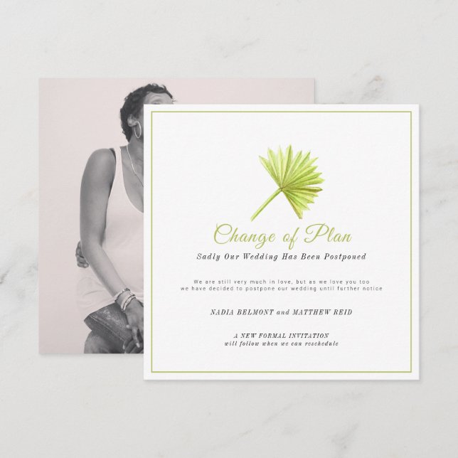 Reserve A Data Mudança de planos no evento de casamento adiada fo (Frente/Verso)