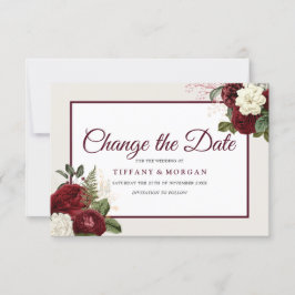 Reserve A Data Mudar a Data de Casamento Floral Burgundy Romântic