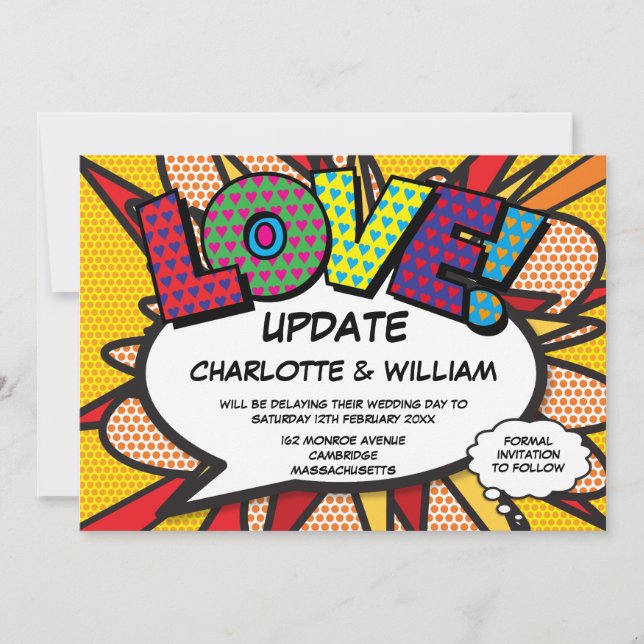 Reserve A Data Mudar a Data Diversão Moderno Quadrinho (Frente)