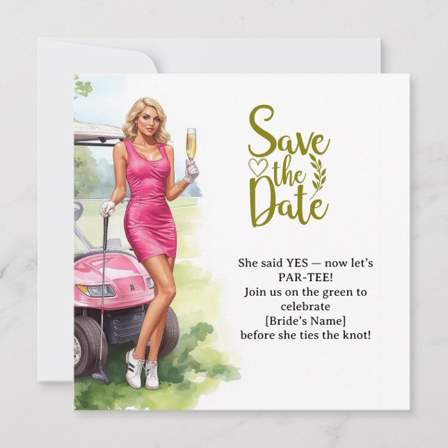 Reserve A Data Mulher solteira de golfe joga golfe (Frente)