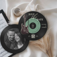 Music Lover Weding the Date Vintage Sage QR