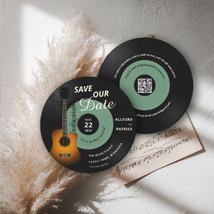 Reserve A Data Music Weding Save the Date Vintage Record QR Code