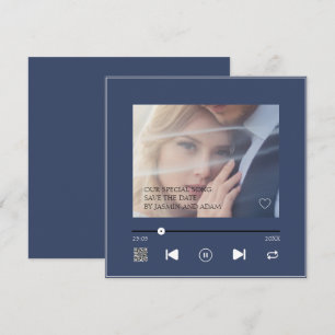 Reserve A Data Música de Casamento de Casal Azul com Marinho QR Ú